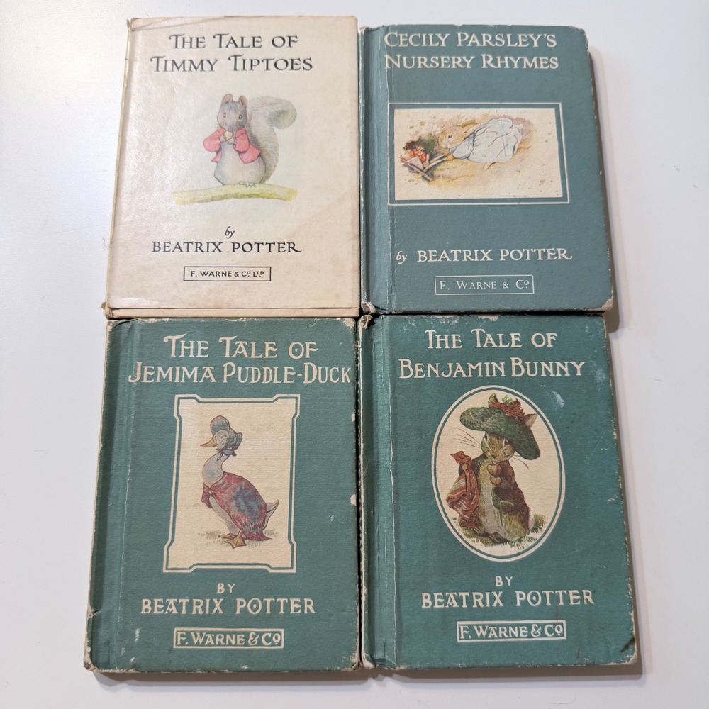 Vintage 1930s Beatrix Potter Book Set 4 F Warne Co Benjamin Bunny Jemima Puddle